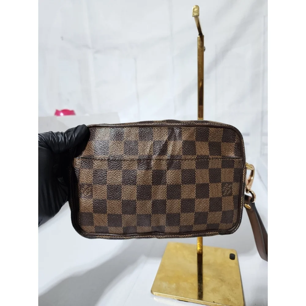 Louis Vuitton Damier Ebene Billets Macao Wristlet Brown